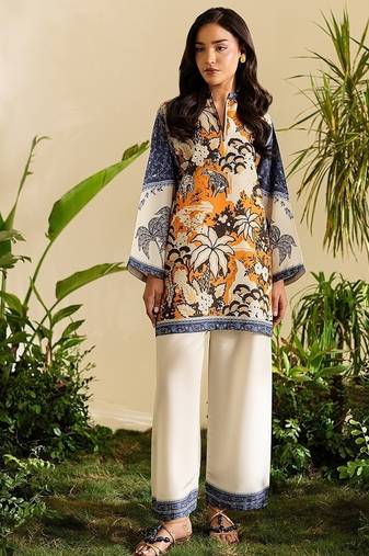 Multicolor floral print crepe  fancy co-ord set for women