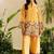 Yellow floral print crepe  fancy co-ord set for women