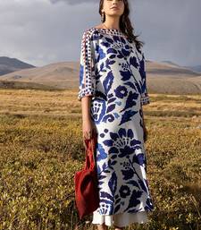 Blue floral print crepe  fancy co-ord set for women