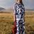 Blue floral print crepe  fancy co-ord set for women