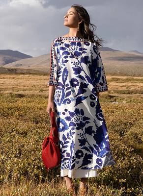 Blue floral print crepe  fancy co-ord set for women 2