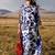 Blue floral print crepe  fancy co-ord set for women