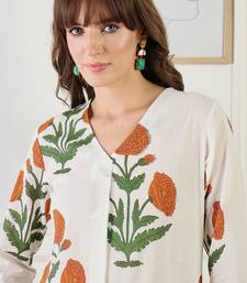 Floral Printed A-Line Cotton Kurta With Trouser