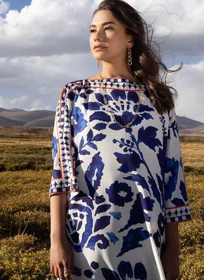 Blue floral print crepe  fancy co-ord set for women 4
