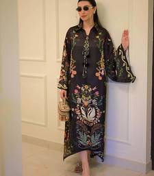 Black floral print crepe  fancy co-ord set for women