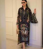 Black floral print crepe  fancy co-ord set for women