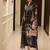 Black floral print crepe  fancy co-ord set for women