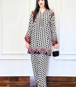 Black floral print crepe  fancy co-ord set for women