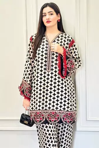 Black floral print crepe  fancy co-ord set for women