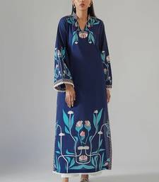 Blue floral print crepe  fancy co-ord set for women