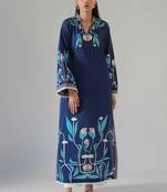 Blue floral print crepe  fancy co-ord set for women
