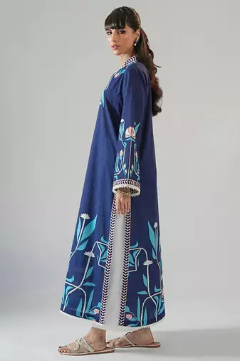 Blue floral print crepe  fancy co-ord set for women