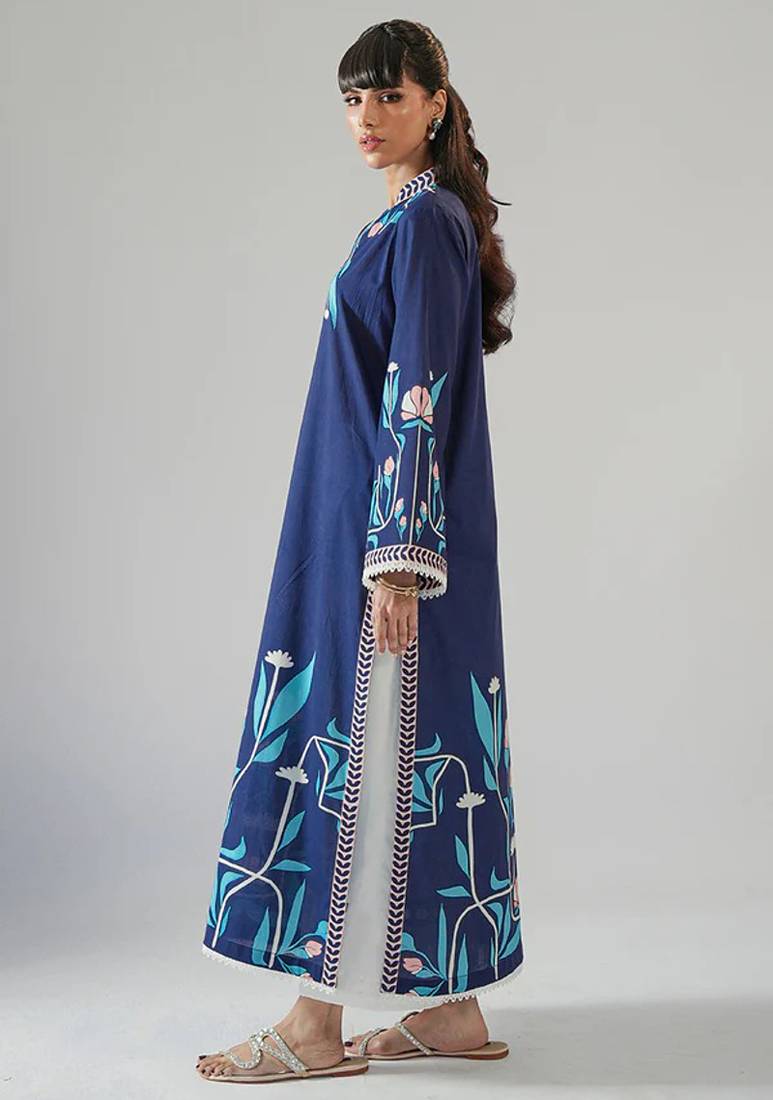 Blue floral print crepe  fancy co-ord set for women