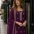 Dark purple chinon silk suit with embroidery & Sequin work