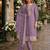 Purple heavy orgenza with embroidery straight salwar suit