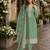 Light teal heavy orgenza with embroidery straight salwar suit