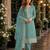 Light blue heavy orgenza with embroidery straight salwar suit