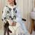 Floral Embroidered Thread Work Cotton Kurta With Palazzos & Dupatta