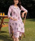 Women Floral Printed Cotton Kurta with Trousers