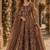 Brown embroidered butterfly net semi stitched anarkali suit
