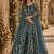 Dark grey embroidered butterfly net semi stitched anarkali suit