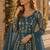 Dark grey embroidered butterfly net semi stitched anarkali suit