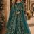 Teal embroidered butterfly net semi stitched anarkali suit