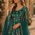 Teal embroidered butterfly net semi stitched anarkali suit