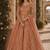 Orange embroidered butterfly net semi stitched anarkali suit