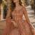 Orange embroidered butterfly net semi stitched anarkali suit