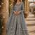 Grey embroidered butterfly net semi stitched anarkali suit