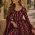 Wine embroidered butterfly net semi stitched anarkali suit