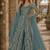 Sky blue embroidered butterfly net semi stitched anarkali suit