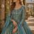 Sky blue embroidered butterfly net semi stitched anarkali suit