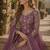 Lavender embroidered butterfly net semi stitched anarkali suit