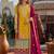 Yellow chinon suit with embroidery codding Sequin work