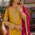 Yellow chinon suit with embroidery codding Sequin work