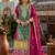 Sea green chinon suit with embroidery codding Sequin work