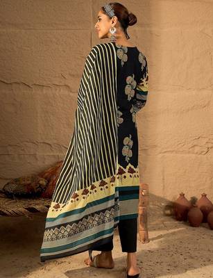 Women Floral Printed Cotton Kurta with Trouser & Dupatta 4