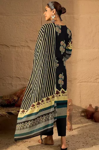 Women Floral Printed Cotton Kurta with Trouser & Dupatta
