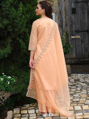 Women Embroidered Straight Kurta Trousers With Dupatta set 5