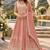 Peach chinon semi stitched suit with embroidery & codding work