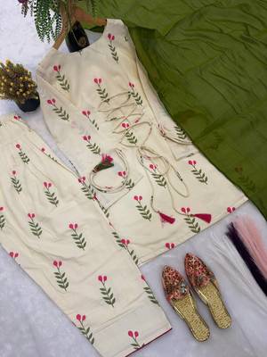 White Color Printed Work Cotton Salwar Suit 2