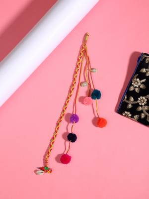 Multicolored handmade pompom hairclip 1