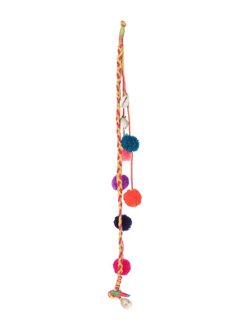 Multicolored handmade pompom hairclip