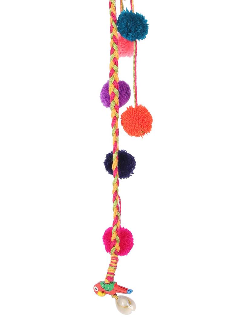 Multicolored handmade pompom hairclip