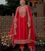Ethnic Motifs Embroidered Panelled Kurta With Trousers & Dupatta