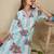 Floral Screen Printed V-Neck Cotton Straight Kurta With Trousers