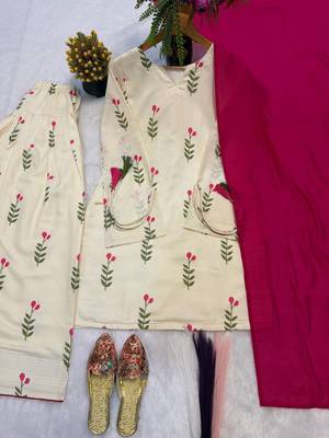 White Color Printed Work Cotton Salwar Suit 3