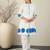 Printed Pleated Thread Work Cotton Kurta With Trousers